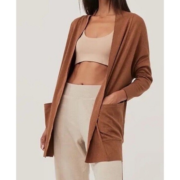 Pact Sweaters - Pact Dolman Sleeve Airplane Open Cardigan in Baked Clay